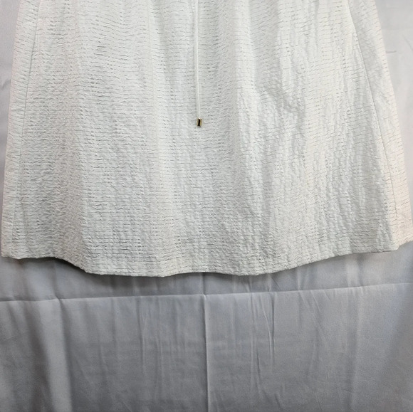 Pappagallo Women Natural White Seersucker Summer Dress Sz 10 Pockets - Picture 6 of 14